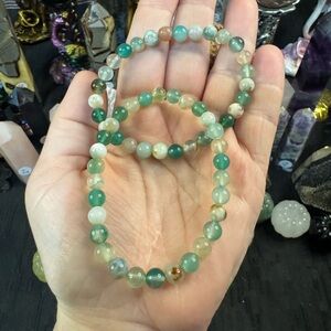 Green flower agate 6 mm bracelets